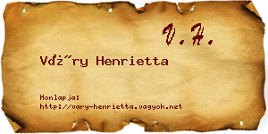 Váry Henrietta névjegykártya